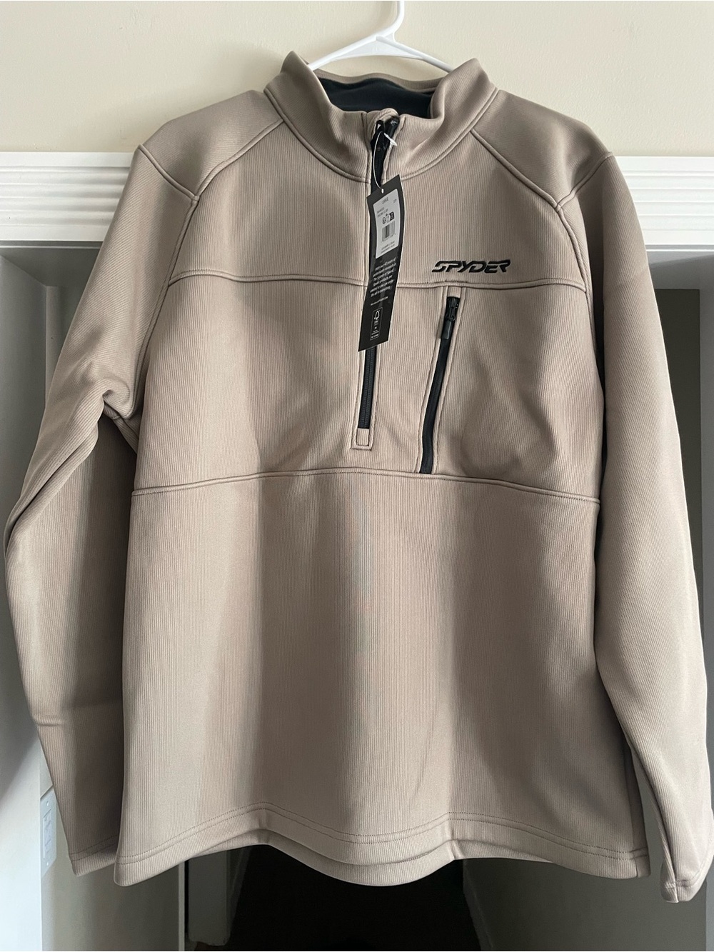 Spyder Men’s Encore Performance 1/2 Zip Pullover Jacket-Desert Taupe-NWT-Size L